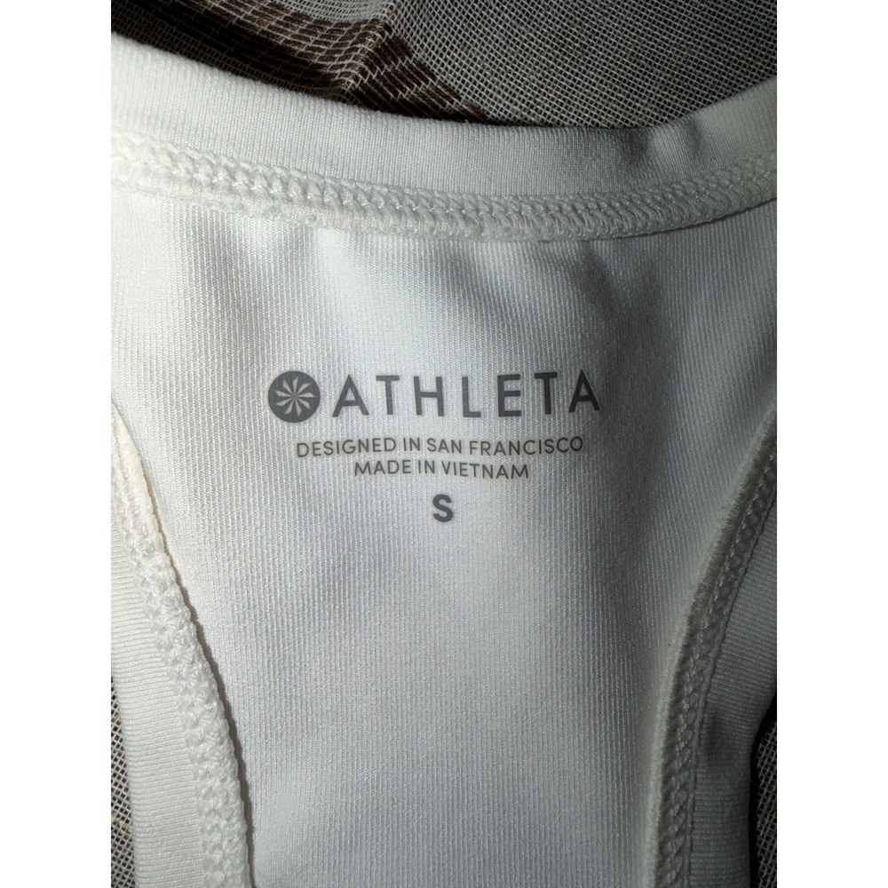 Athleta White Racerback Active Tank Top Women Small Yoga Running Gym Workout - Picture 5 of 5